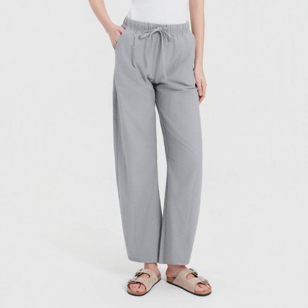 Women's Mid-Rise Barrel Leg Ankle Length Pants - Universal Thread Blue Gray L